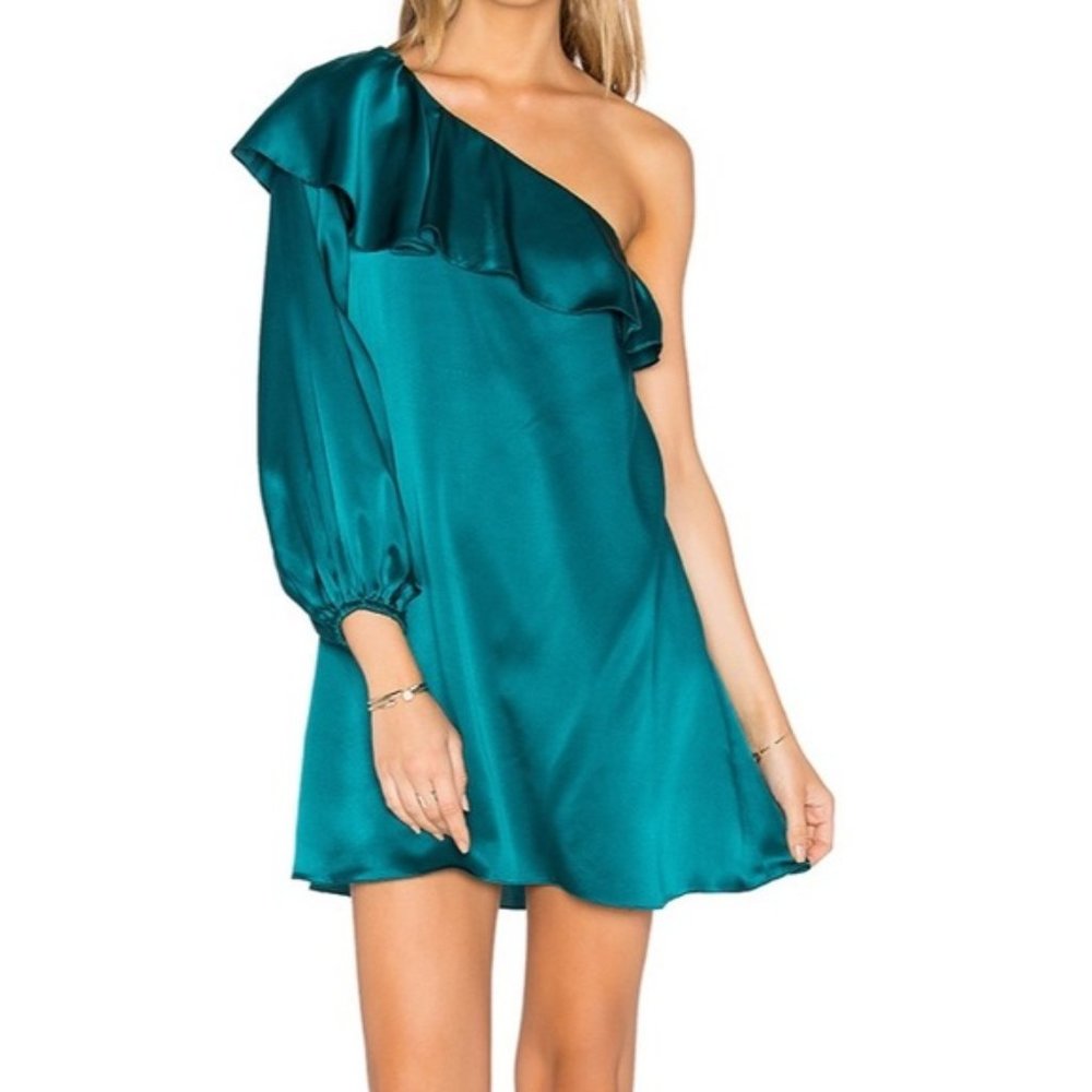 Amanda Uprichard Silk One Shoulder Silk Dress
